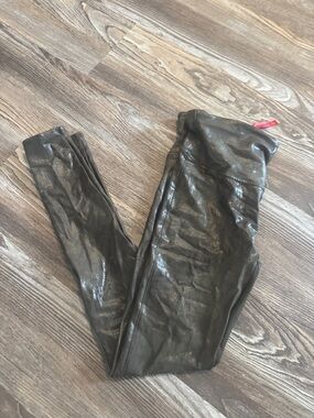 SPANX Metallic Green/Brown crocodile Faux Leather Leggings